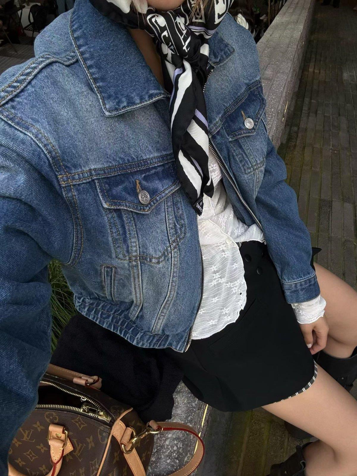 合身短版牛仔外套
